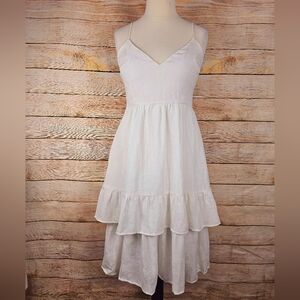 Revolve Endless Rose White Lined Tiered Dress Size Large
